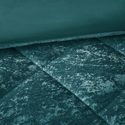 Set of Four Teal Blue King Ring Stitch Polyester Sham And Comforter