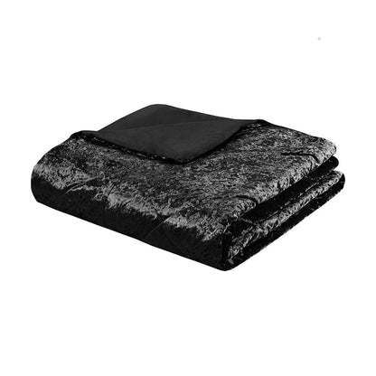 Set of Three Black Twin Ring Stitch Polyester Sham And Comforter
