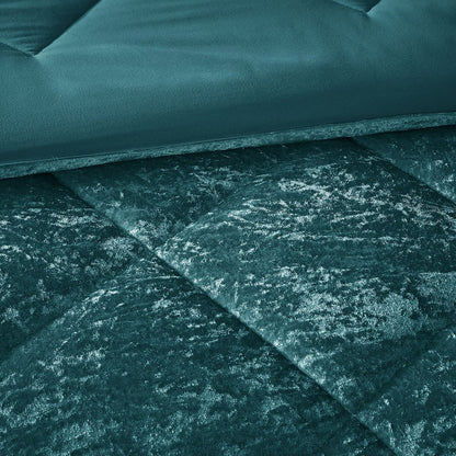 Set of Three Teal Blue Twin Ring Stitch Polyester Sham And Comforter