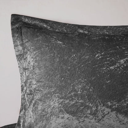 Set of Three Gray Twin Ring Stitch Polyester Sham And Comforter
