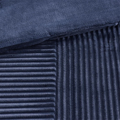 Set of Three Blue King Ring Stitch Polyester Sham And Comforter