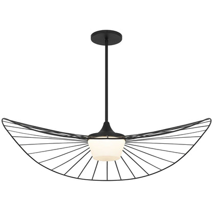 44" Black Aluminum Geometric Wavy LED Dimmable Outdoor Hanging Light
