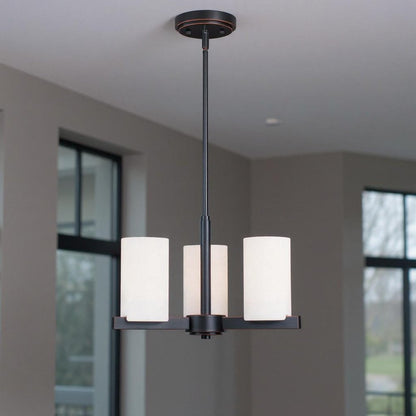 Three Light Dimmable Chandelier With Shades