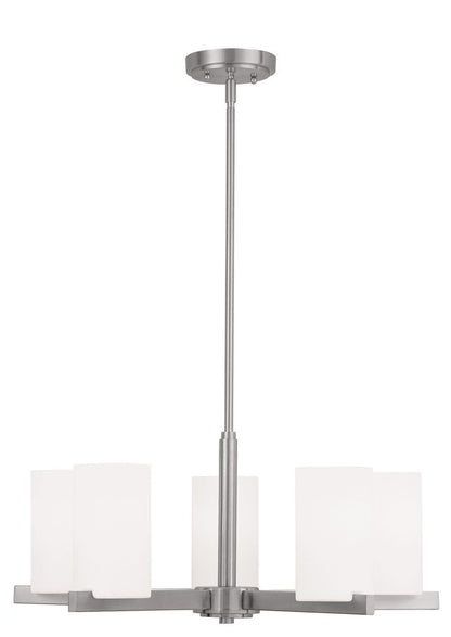 Five Light Dimmable Chandelier With Shades