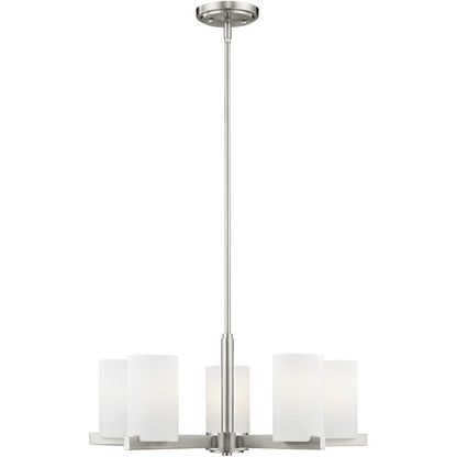 Five Light Dimmable Chandelier With Shades