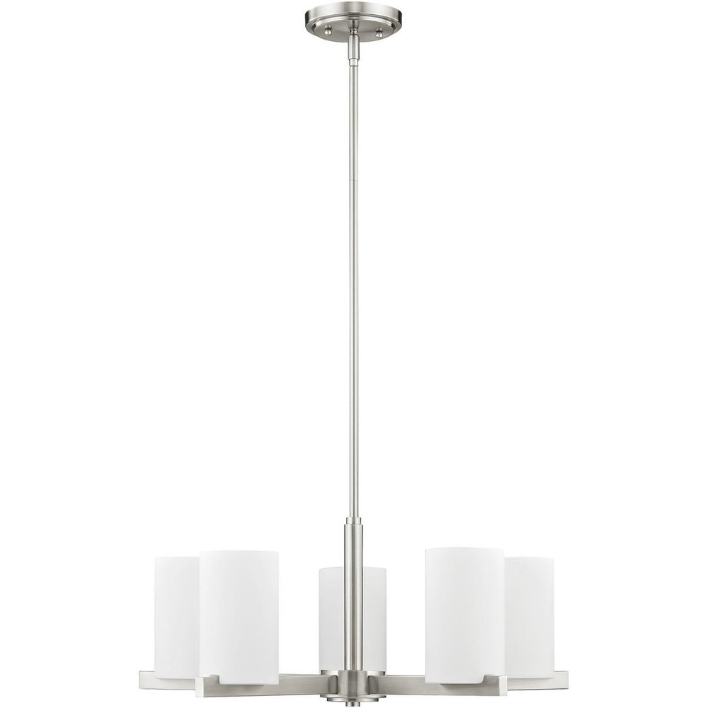 Five Light Dimmable Chandelier With Shades