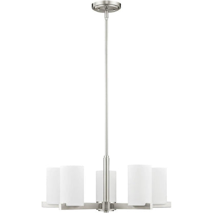 Five Light Dimmable Chandelier With Shades