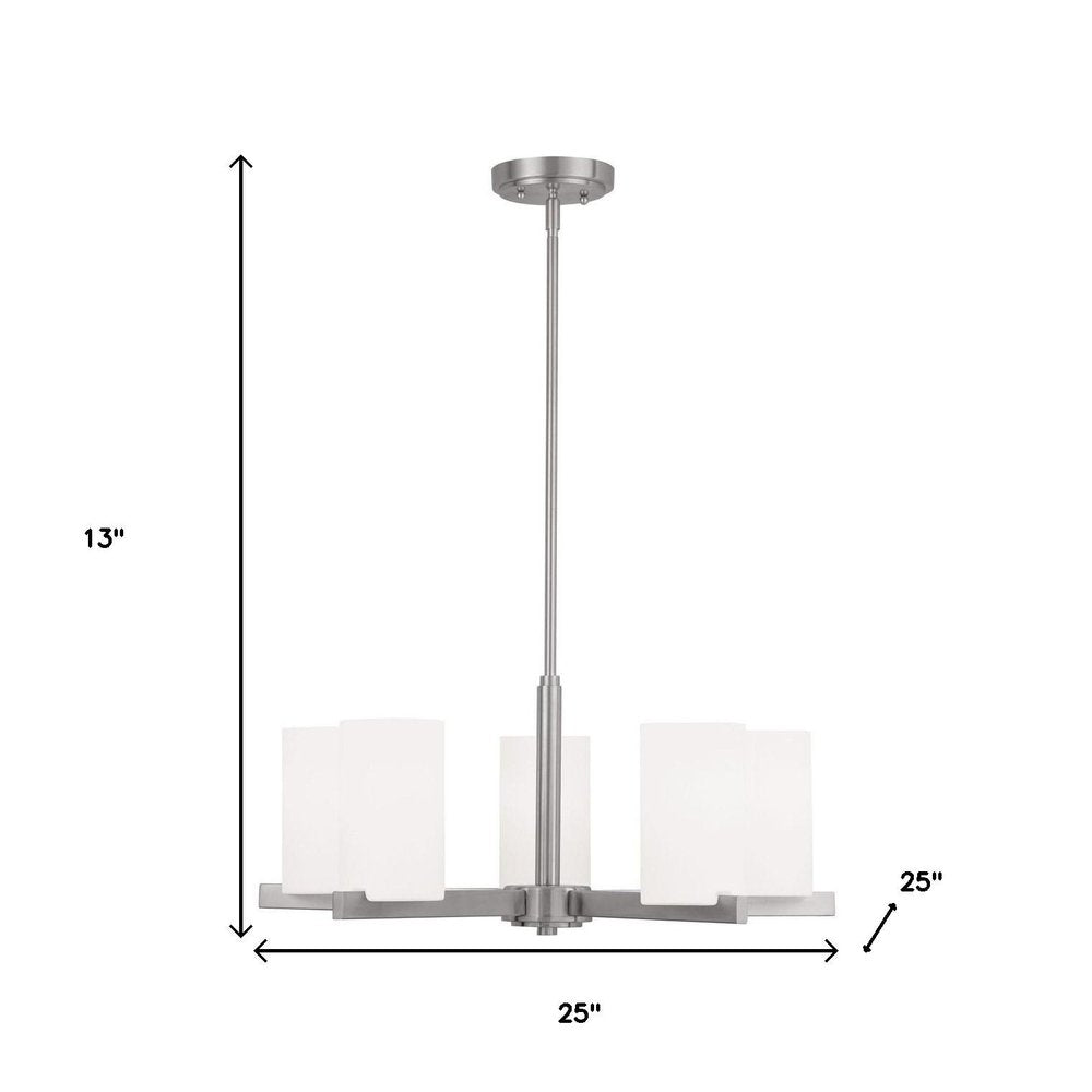 Five Light Dimmable Chandelier With Shades