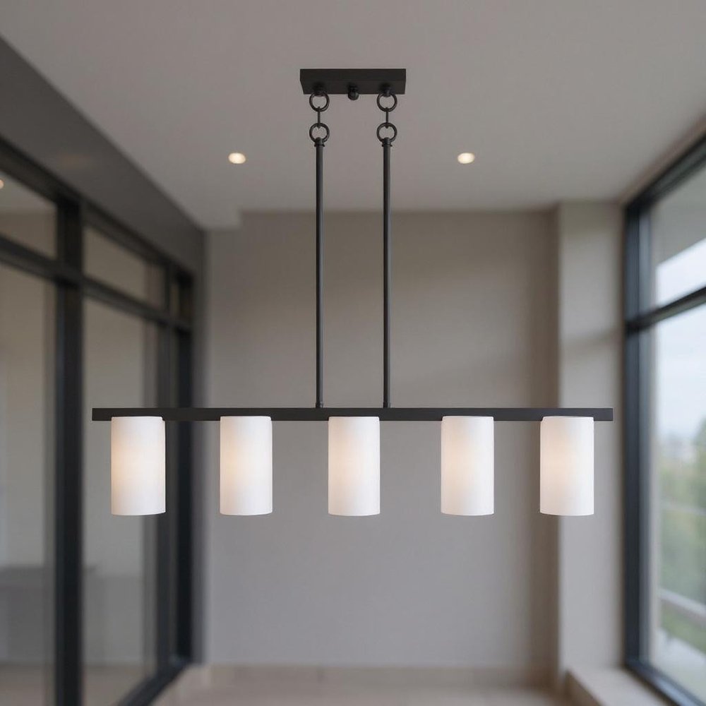 Five Light Dimmable Chandelier With Shades