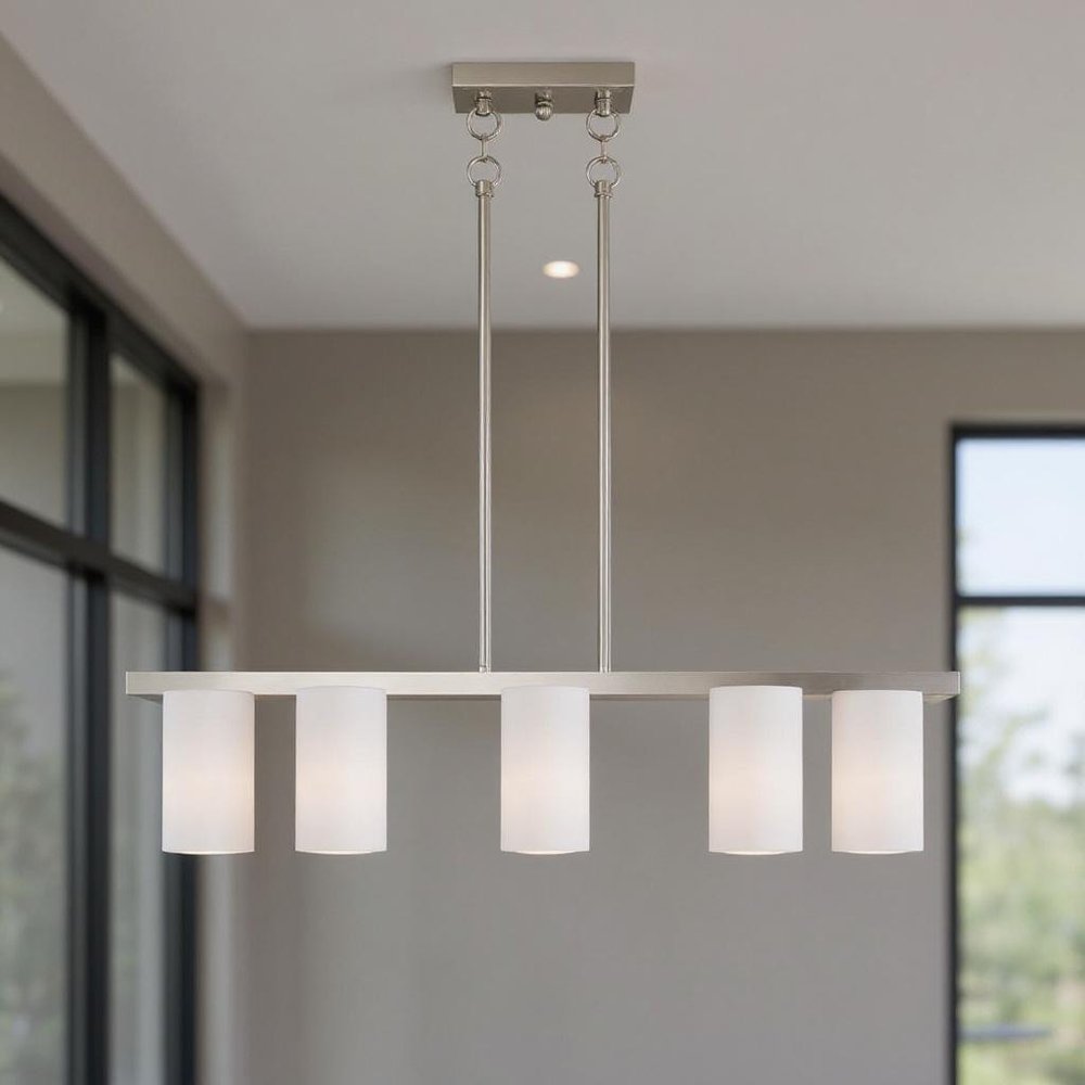 Five Light Dimmable Chandelier With Shades