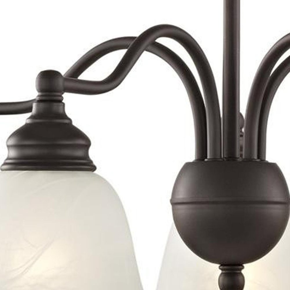Bronze Five Light Dimmable Chandelier With Shades