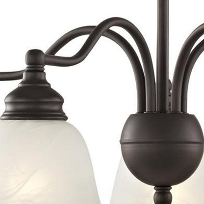 Bronze Five Light Dimmable Chandelier With Shades