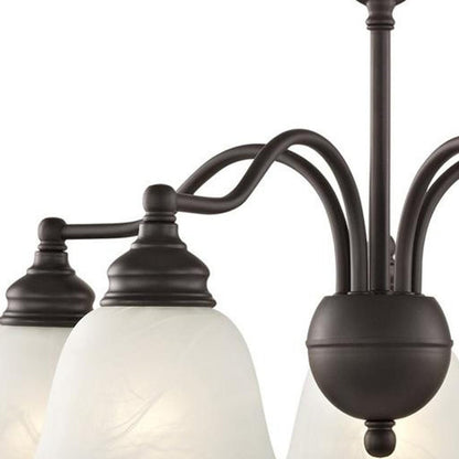 Bronze Five Light Dimmable Chandelier With Shades
