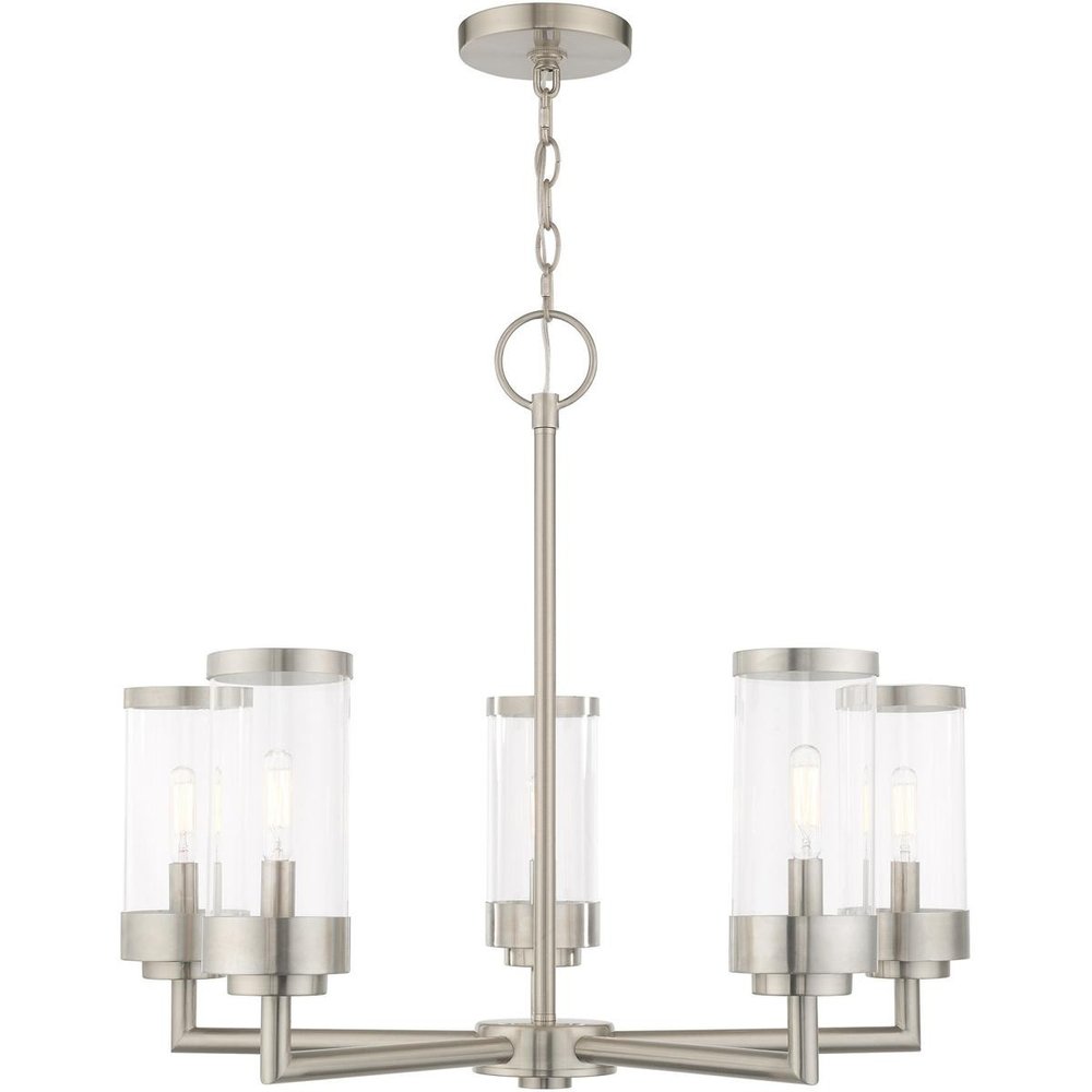 Five Light Dimmable Chandelier With Shades