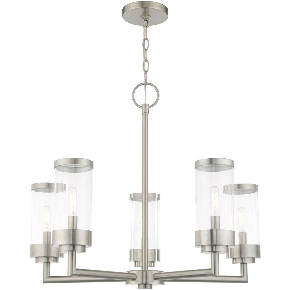 Five Light Dimmable Chandelier With Shades