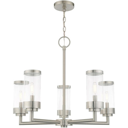 Five Light Dimmable Chandelier With Shades