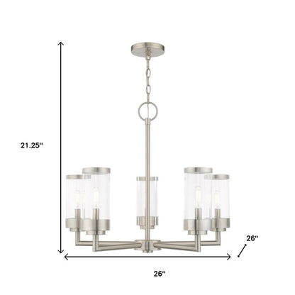 Five Light Dimmable Chandelier With Shades