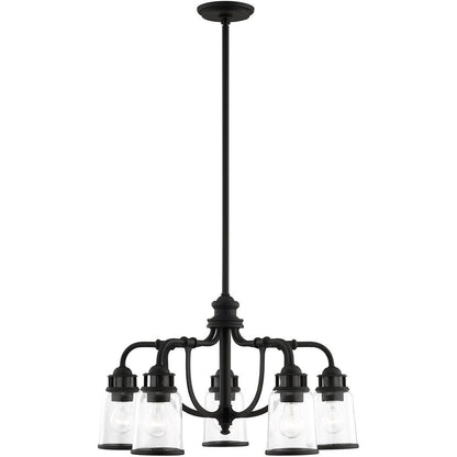 Black Five Light Dimmable Chandelier With Shades