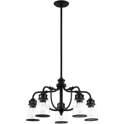 Black Five Light Dimmable Chandelier With Shades
