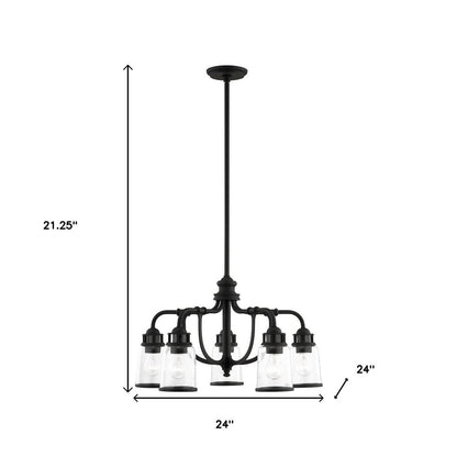 Black Five Light Dimmable Chandelier With Shades