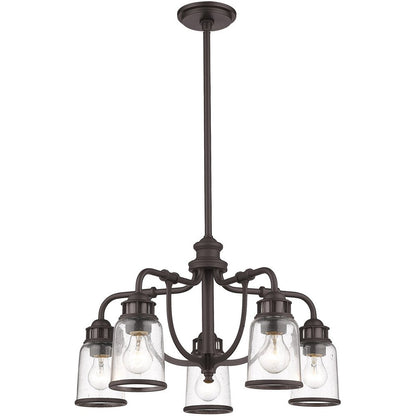 Bronze Five Light Dimmable Chandelier With Shades