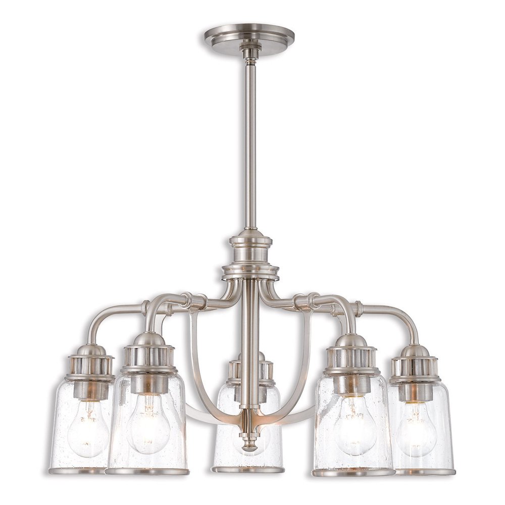 Five Light Dimmable Chandelier With Shades