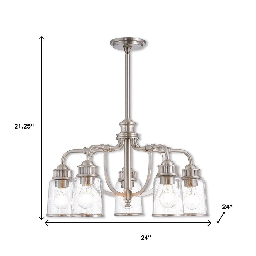 Five Light Dimmable Chandelier With Shades