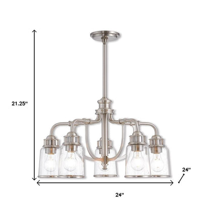 Five Light Dimmable Chandelier With Shades