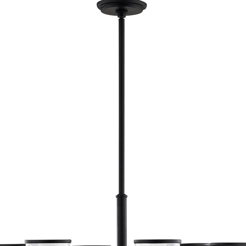 Black Six Light Dimmable Chandelier With Shades