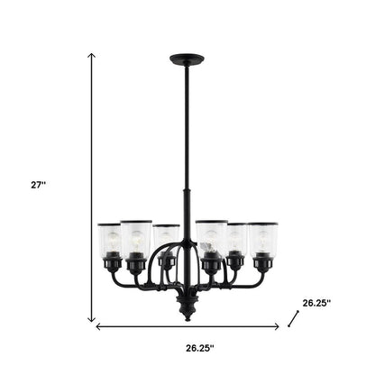 Black Six Light Dimmable Chandelier With Shades