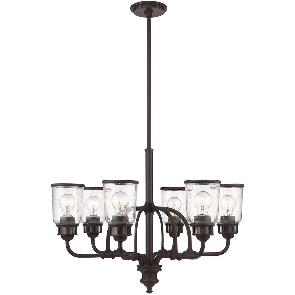 Bronze Six Light Dimmable Chandelier With Shades