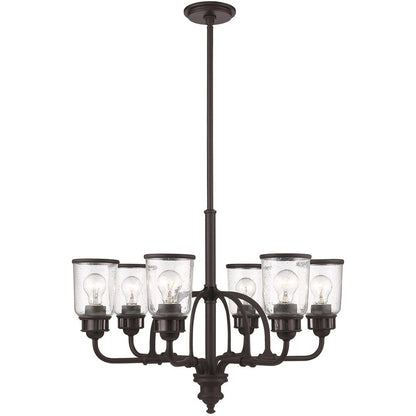 Bronze Six Light Dimmable Chandelier With Shades