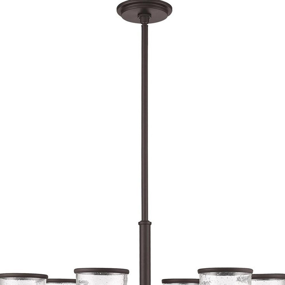 Bronze Six Light Dimmable Chandelier With Shades