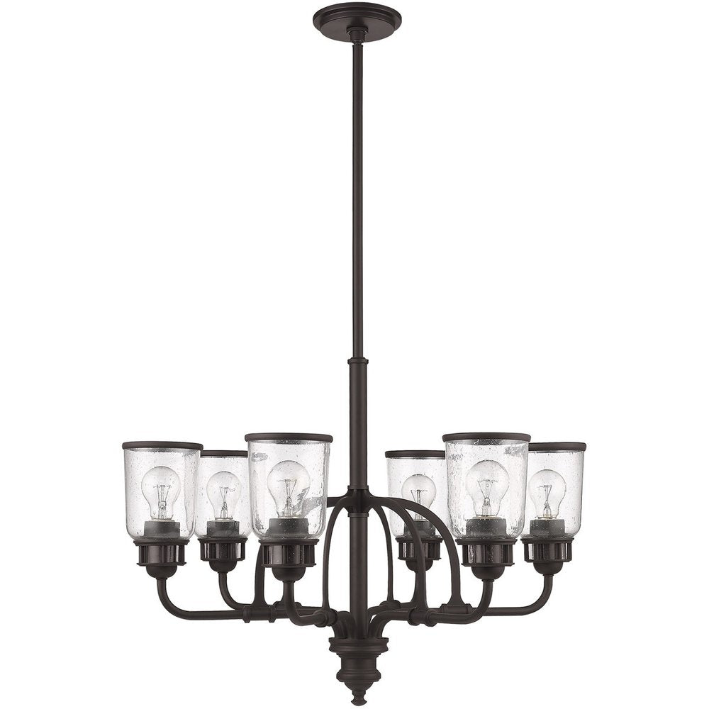 Bronze Six Light Dimmable Chandelier With Shades