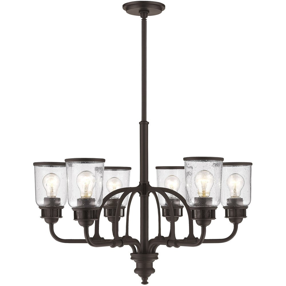 Bronze Six Light Dimmable Chandelier With Shades