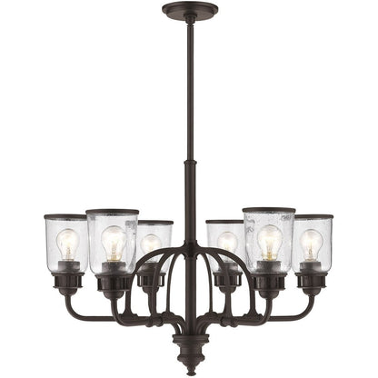 Bronze Six Light Dimmable Chandelier With Shades