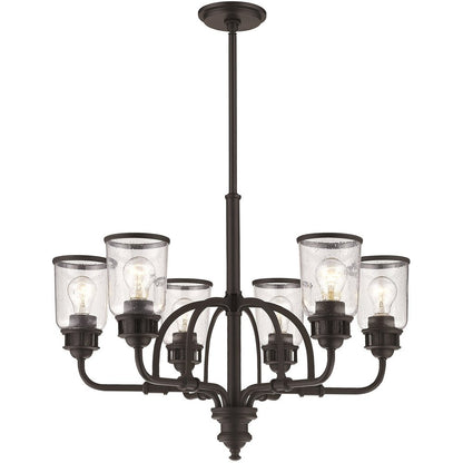 Bronze Six Light Dimmable Chandelier With Shades