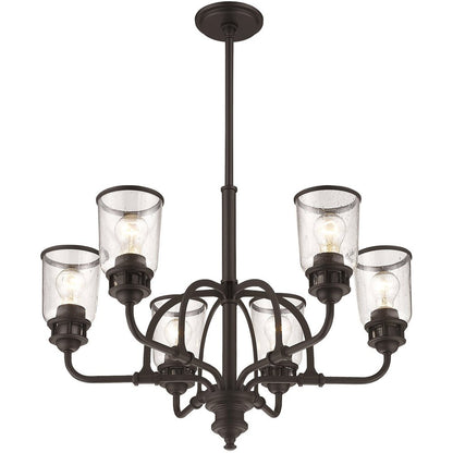 Bronze Six Light Dimmable Chandelier With Shades