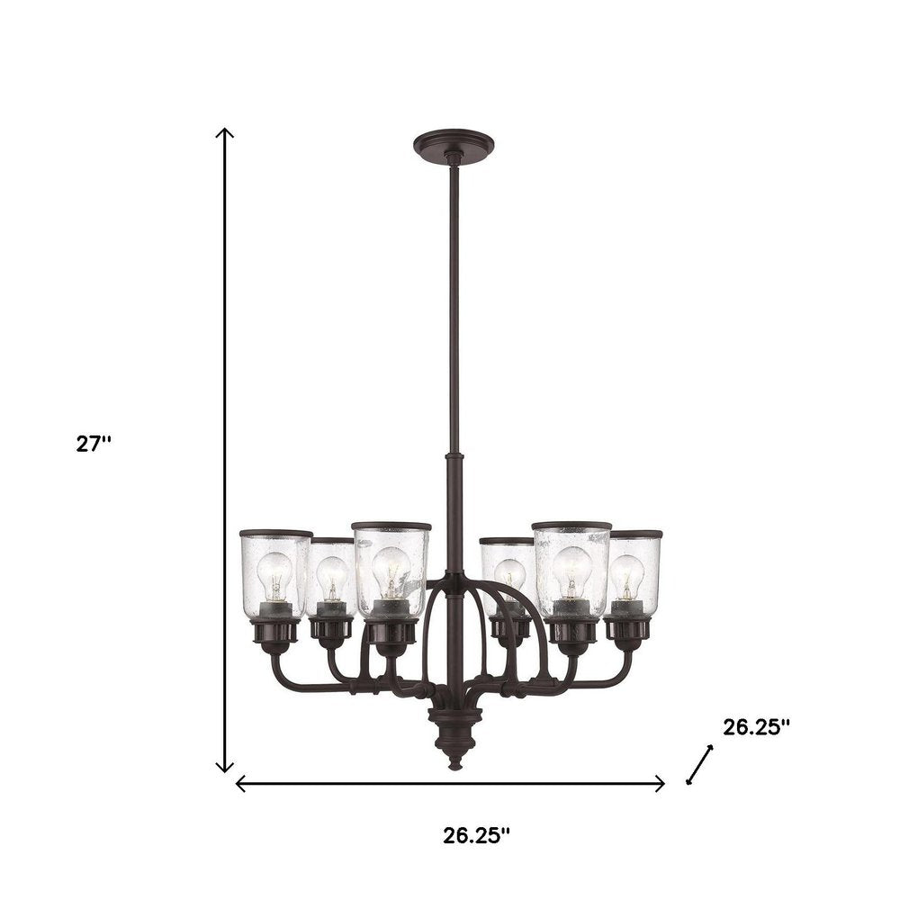 Bronze Six Light Dimmable Chandelier With Shades