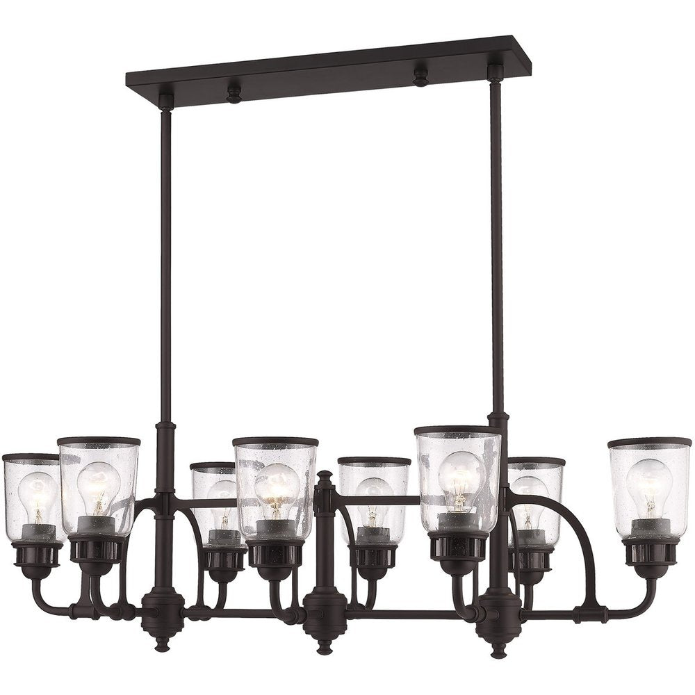 Bronze Eight Light Dimmable Chandelier With Shades