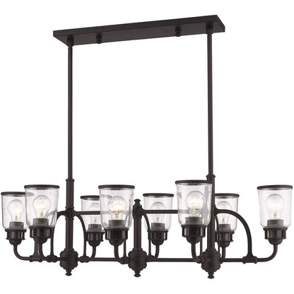 Bronze Eight Light Dimmable Chandelier With Shades