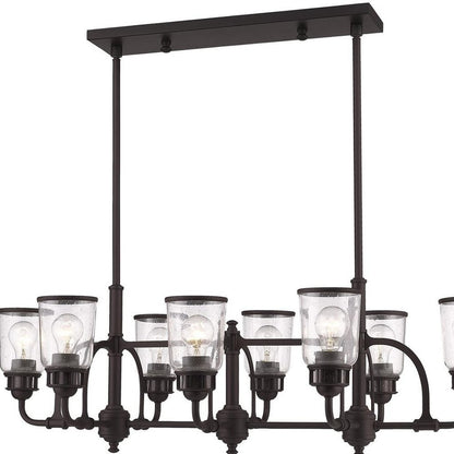 Bronze Eight Light Dimmable Chandelier With Shades
