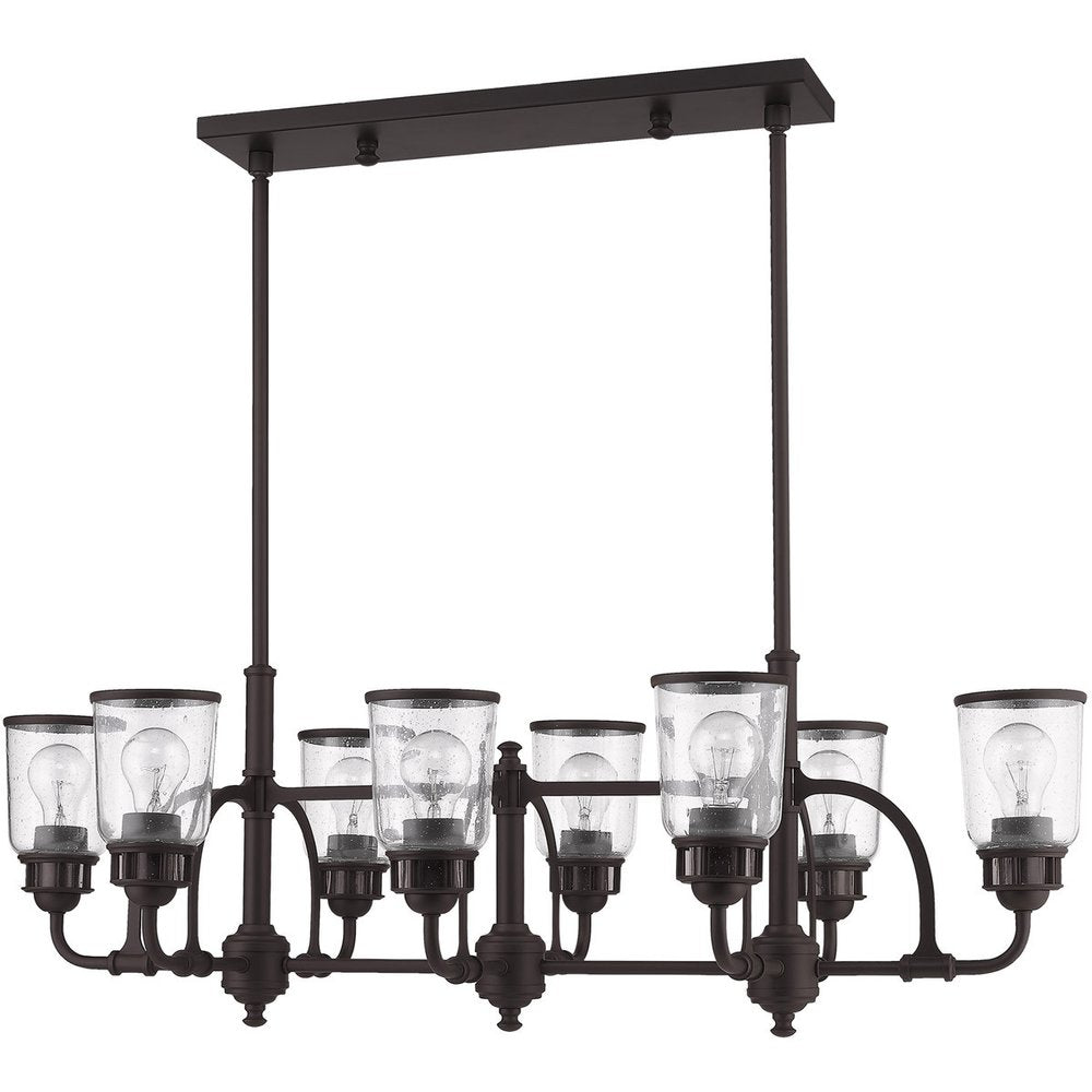 Bronze Eight Light Dimmable Chandelier With Shades