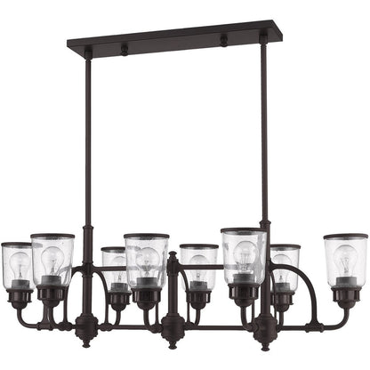 Bronze Eight Light Dimmable Chandelier With Shades