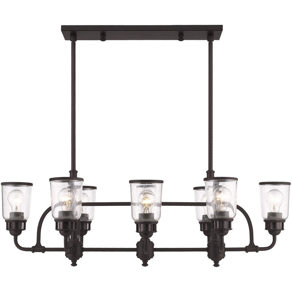 Bronze Eight Light Dimmable Chandelier With Shades