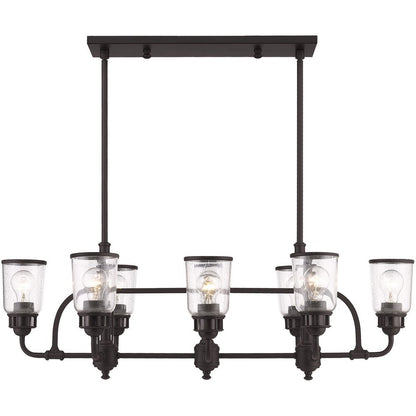 Bronze Eight Light Dimmable Chandelier With Shades