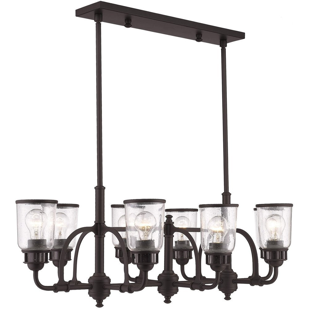 Bronze Eight Light Dimmable Chandelier With Shades
