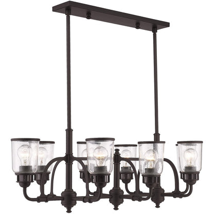 Bronze Eight Light Dimmable Chandelier With Shades