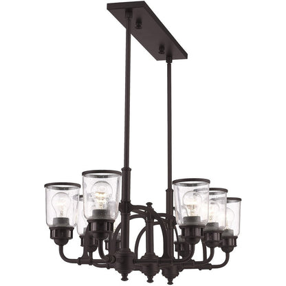 Bronze Eight Light Dimmable Chandelier With Shades