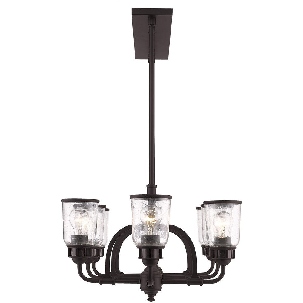 Bronze Eight Light Dimmable Chandelier With Shades